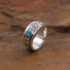 Colimaçon Bagues Avec Pierre | Bagues-Bague anti-stress en argent et howlite turquoise