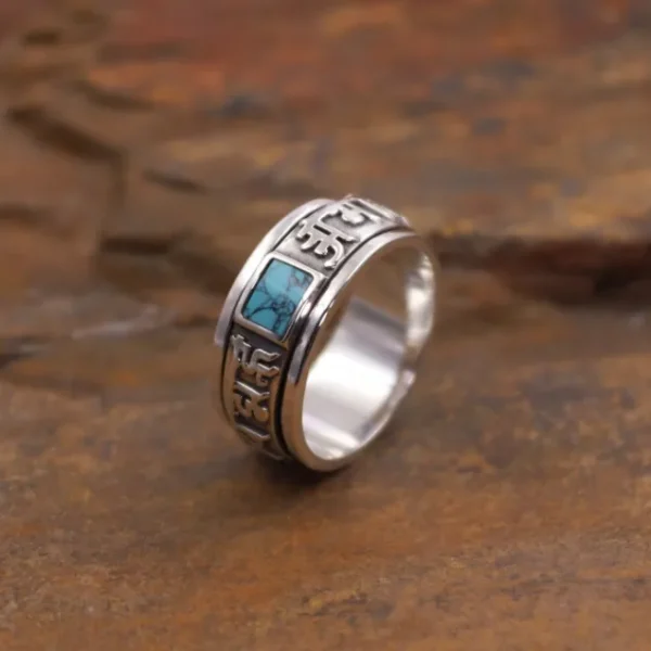 Colimaçon Bagues Avec Pierre | Bagues-Bague anti-stress en argent et howlite turquoise
