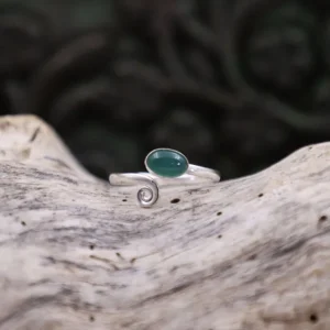 Colimaçon Bagues De Phalanges | Bagues-Bague de phalange en argent et agate verte