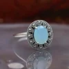 Colimaçon Bagues D'exception-Bague d'exception en argent, pierre agate bleue, émail et marcassites