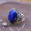 Colimaçon Bagues D'exception-Bague d'exception en argent, marcassites et pierre Lapis Lazuli