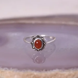 Colimaçon Bagues D'exception-Bague d'exception en argent avec cornaline et marcassites