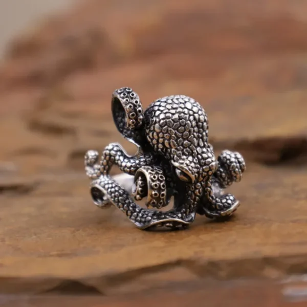 Colimaçon Bagues Sans Pierre | Bagues-Bague en argent - pieuvre