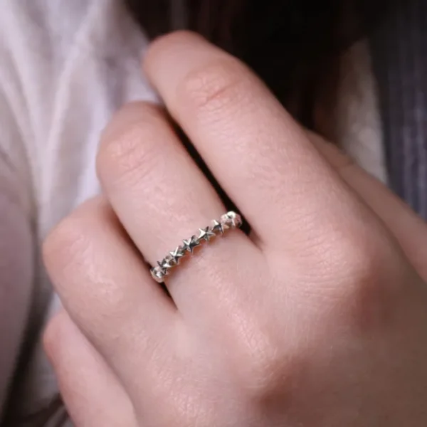 Colimaçon Bagues Sans Pierre-Bague en argent - étoiles