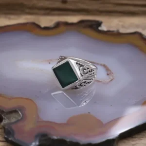 Colimaçon Bagues Avec Pierre | Bagues-Bague en argent et agate verte