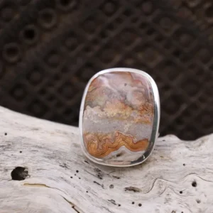 Colimaçon Bagues Avec Pierre-Bague en argent et agate crazy lace