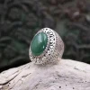 Colimaçon Bagues Avec Pierre-Bague en argent et agate verte