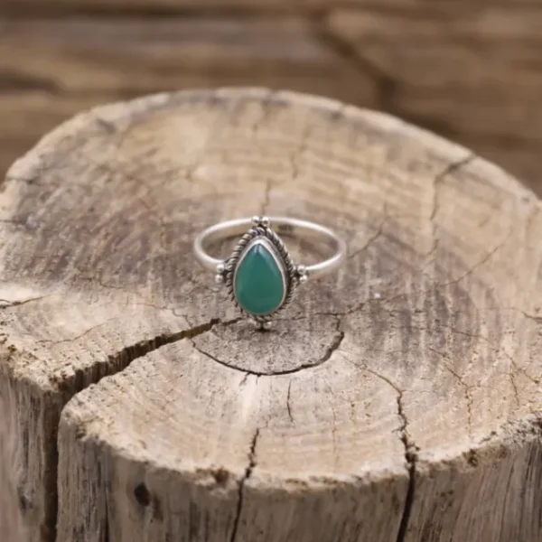 Colimaçon Bagues Avec Pierre-Bague en argent et agate verte