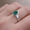 Colimaçon Bagues Avec Pierre-Bague en argent et agate verte