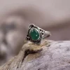 Colimaçon Bagues Avec Pierre-Bague en argent et agate verte