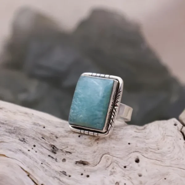 Colimaçon Bagues Avec Pierre-Bague en argent et amazonite