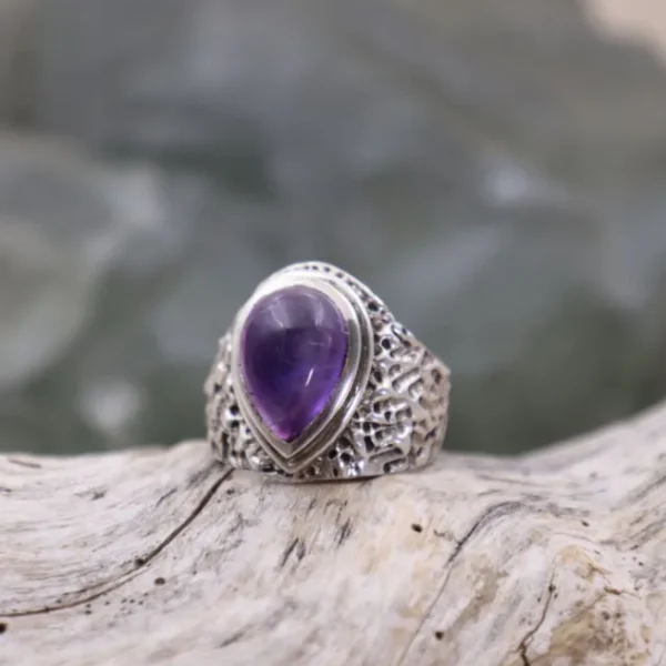 Colimaçon Bagues Avec Pierre-Bague en argent et améthyste