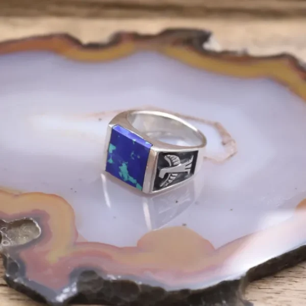 Colimaçon Bagues Avec Pierre | Bagues-Bague en argent et azurite