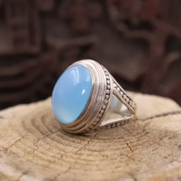 Colimaçon Bagues Avec Pierre-Bague en argent et calcédoine