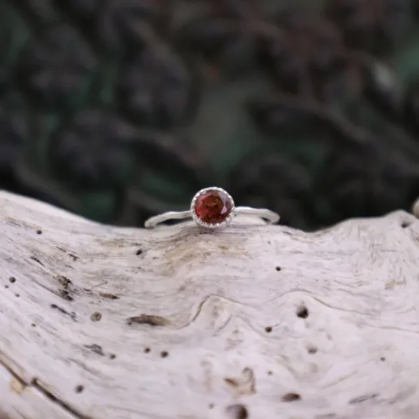 Colimaçon Bagues Avec Pierre-Bague en argent et grenat