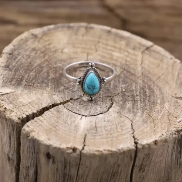 Colimaçon Bagues Avec Pierre-Bague en argent et howlite turquoise