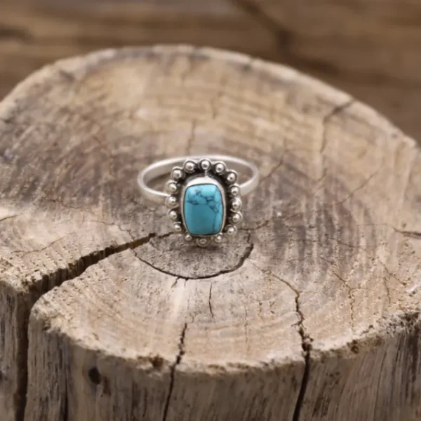 Colimaçon Bagues Avec Pierre-Bague en argent et howlite turquoise