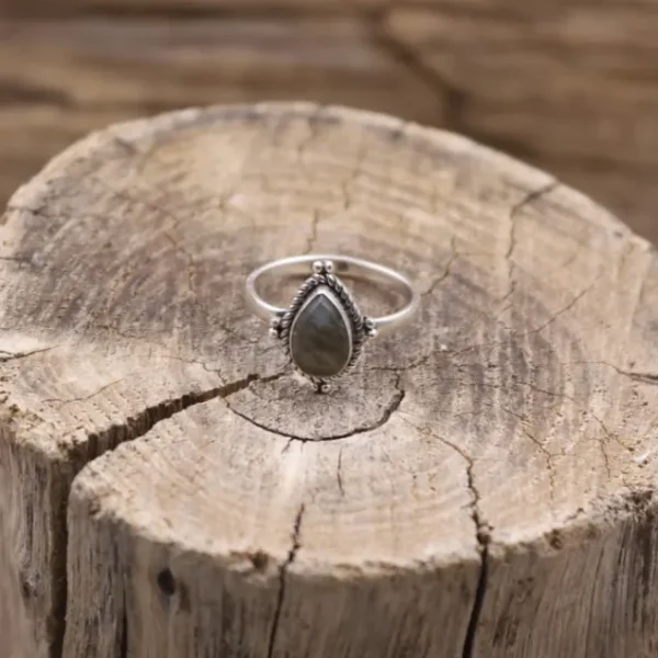 Colimaçon Bagues Avec Pierre-Bague en argent et labradorite