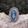 Colimaçon Bagues Avec Pierre-Bague en argent et labradorite
