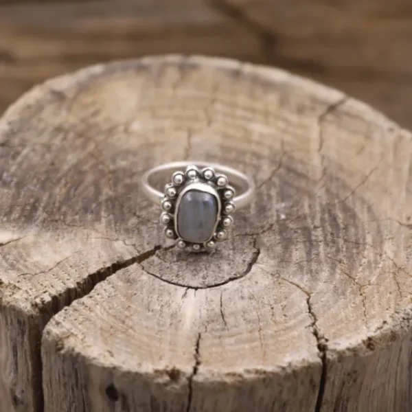 Colimaçon Bagues Avec Pierre-Bague en argent et labradorite