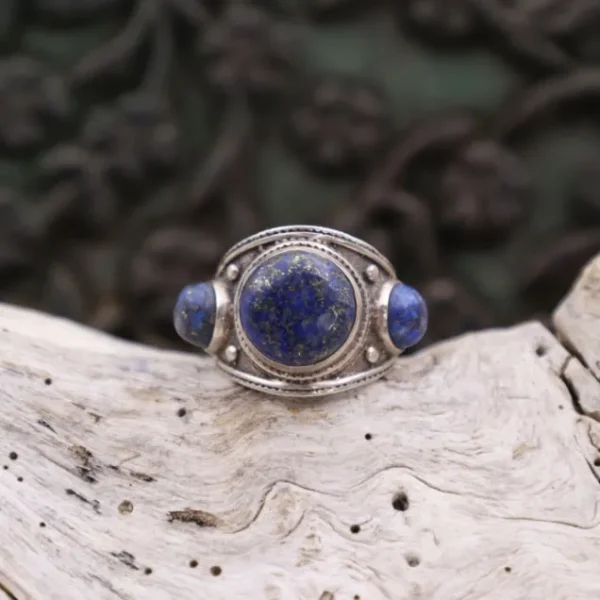 Colimaçon Bagues Avec Pierre-Bague en argent et lapis lazuli