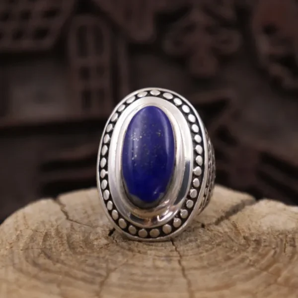 Colimaçon Bagues Avec Pierre-Bague en argent et lapis lazuli