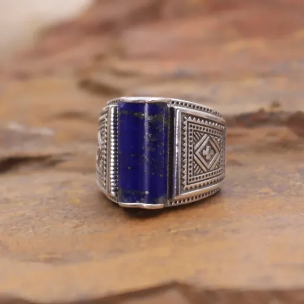 Colimaçon Bagues Avec Pierre | Bagues-Bague en argent et lapis lazuli