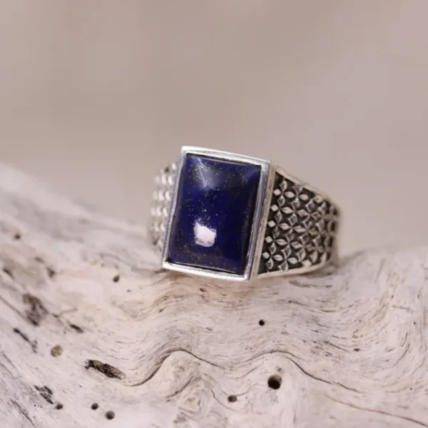 Colimaçon Bagues Avec Pierre | Bagues-Bague en argent et lapis lazuli