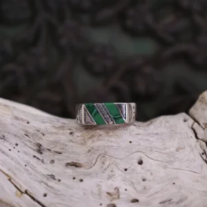 Colimaçon Bagues Avec Pierre-Bague en argent et malachite