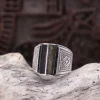 Colimaçon Bagues Avec Pierre | Bagues-Bague en argent et obsidienne argentée