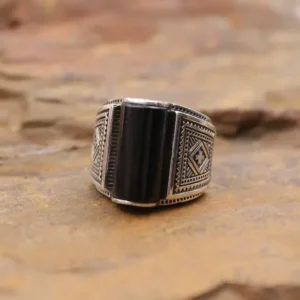 Colimaçon Bagues Avec Pierre | Bagues-Bague en argent et onyx