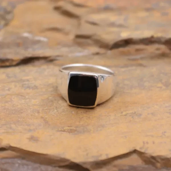 Colimaçon Bagues Avec Pierre | Bagues-Bague en argent et onyx