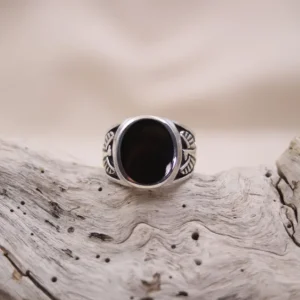 Colimaçon Bagues Avec Pierre | Bagues-Bague en argent et onyx