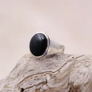 Colimaçon Bagues Avec Pierre | Bagues-Bague en argent et onyx