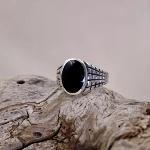 Colimaçon Bagues Avec Pierre | Bagues-Bague en argent et onyx