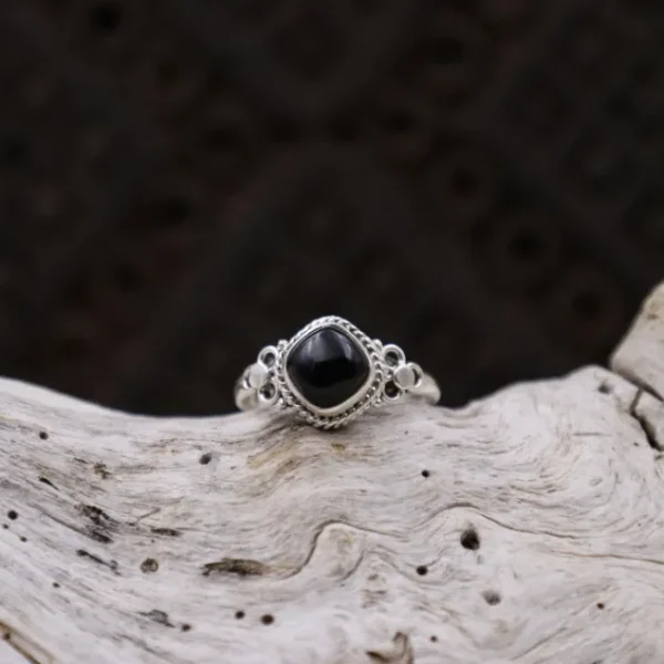 Colimaçon Bagues Avec Pierre-Bague en argent et onyx