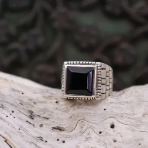 Colimaçon Bagues Avec Pierre | Bagues-Bague en argent et onyx