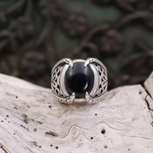 Colimaçon Bagues Avec Pierre | Bagues-Bague en argent et onyx