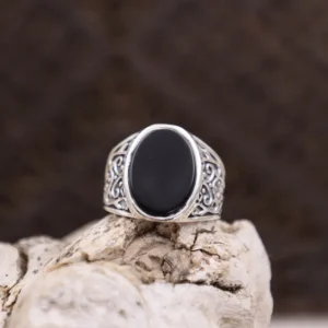 Colimaçon Bagues Avec Pierre | Bagues-Bague en argent et onyx