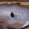 Colimaçon Bagues Avec Pierre | Bagues-Bague en argent et onyx