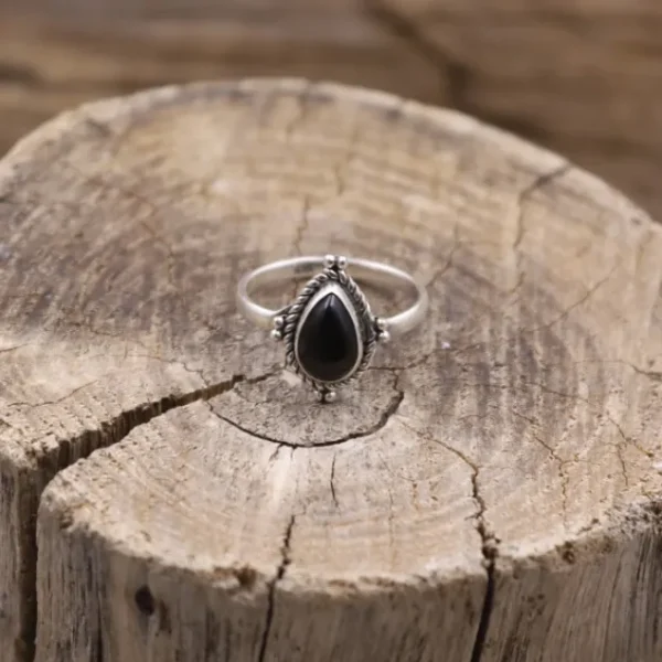 Colimaçon Bagues Avec Pierre-Bague en argent et onyx