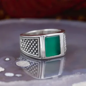 Colimaçon Bagues-Bague en argent et pierre agate verte