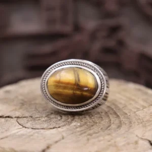 Colimaçon Bagues Avec Pierre-Bague en argent et pierre oeil de tigre