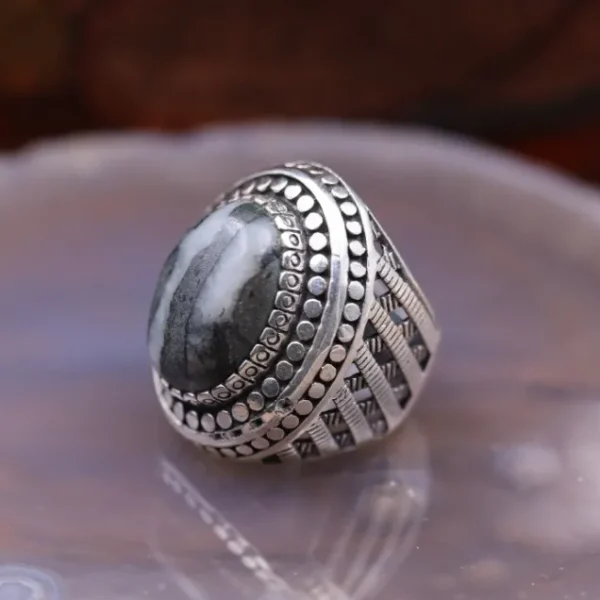 Colimaçon Bagues Avec Pierre | Bagues-Bague en argent et pierre hématite