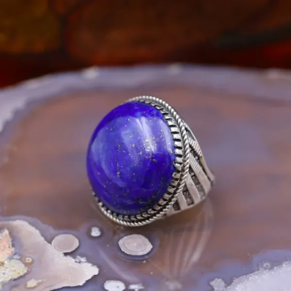 Colimaçon Bagues Avec Pierre-Bague en argent et pierre lapis lazuli