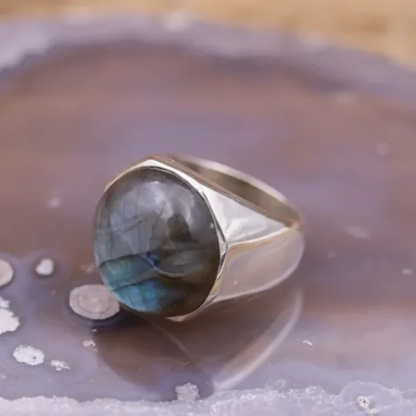 Colimaçon Bagues Avec Pierre-Bague en argent et pierre labradorite