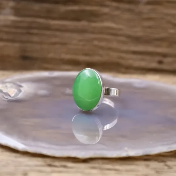 Colimaçon Bagues Avec Pierre-Bague en argent et pierre jade vert