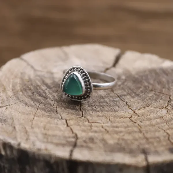 Colimaçon Bagues Avec Pierre-Bague en argent et pierre agate verte