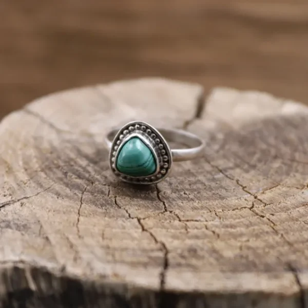 Colimaçon Bagues Avec Pierre-Bague en argent et pierre malachite