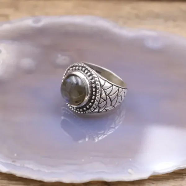 Colimaçon Bagues Avec Pierre-Bague en argent et pierre labradorite